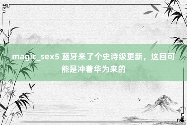 magic_sex5 蓝牙来了个史诗级更新，这回可能是冲着华为来的
