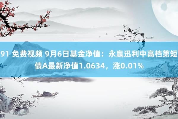 91 免费视频 9月6日基金净值：永赢迅利中高档第短债A最新净值1.0634，涨0.01%