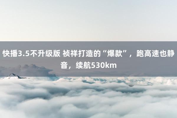 快播3.5不升级版 祯祥打造的“爆款”，跑高速也静音，续航530km