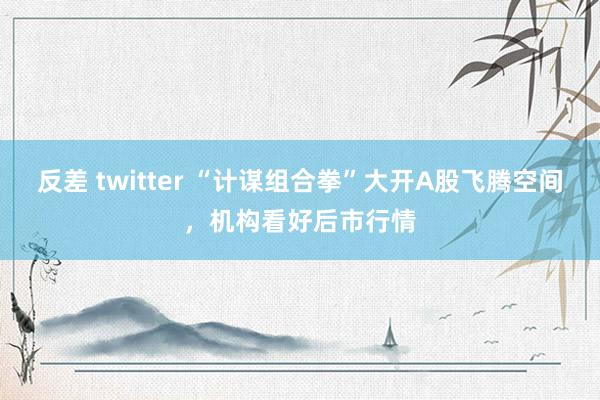 反差 twitter “计谋组合拳”大开A股飞腾空间，机构看好后市行情