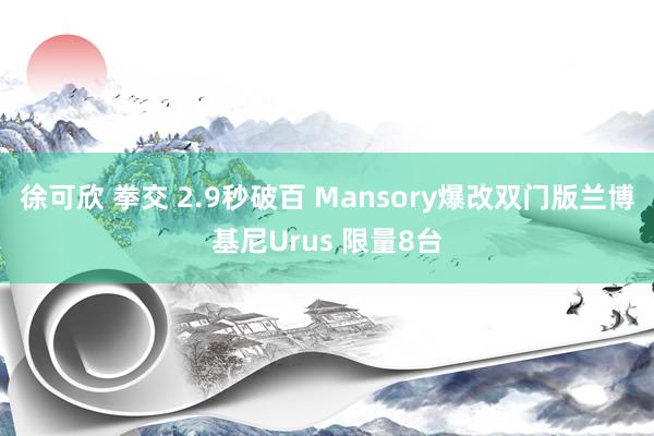 徐可欣 拳交 2.9秒破百 Mansory爆改双门版兰博基尼Urus 限量8台