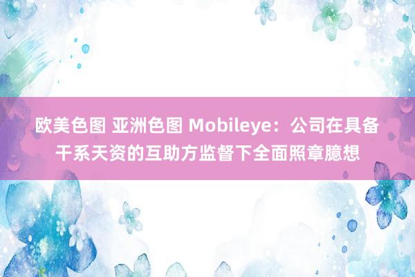 欧美色图 亚洲色图 Mobileye：公司在具备干系天资的互助方监督下全面照章臆想