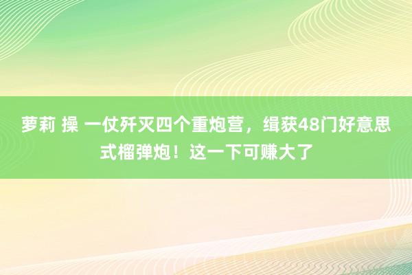 萝莉 操 一仗歼灭四个重炮营，缉获48门好意思式榴弹炮！这一下可赚大了