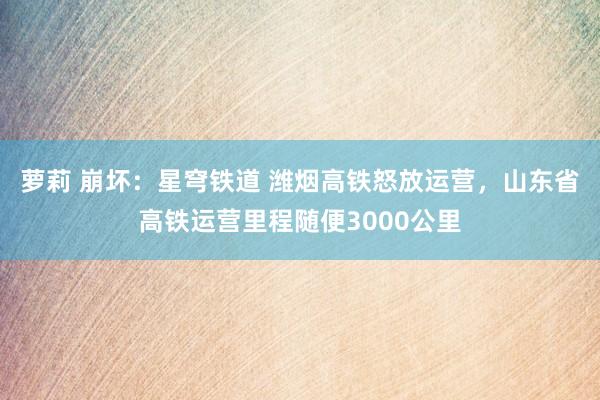 萝莉 崩坏：星穹铁道 潍烟高铁怒放运营，山东省高铁运营里程随便3000公里
