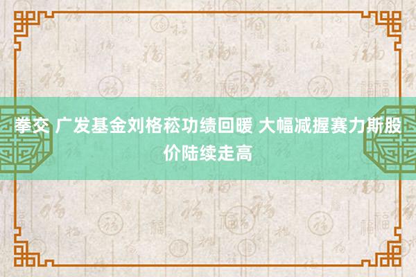 拳交 广发基金刘格菘功绩回暖 大幅减握赛力斯股价陆续走高