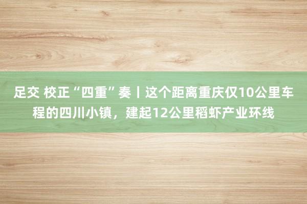 足交 校正“四重”奏丨这个距离重庆仅10公里车程的四川小镇，建起12公里稻虾产业环线
