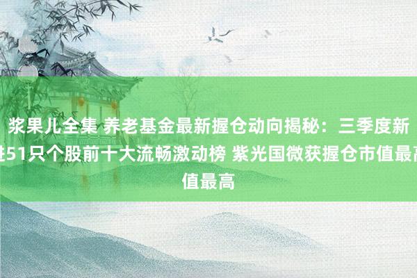 浆果儿全集 养老基金最新握仓动向揭秘：三季度新进51只个股前十大流畅激动榜 紫光国微获握仓市值最高