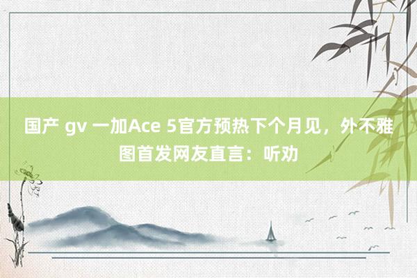 国产 gv 一加Ace 5官方预热下个月见，外不雅图首发网友直言：听劝