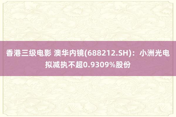 香港三级电影 澳华内镜(688212.SH)：小洲光电拟减执不超0.9309%股份
