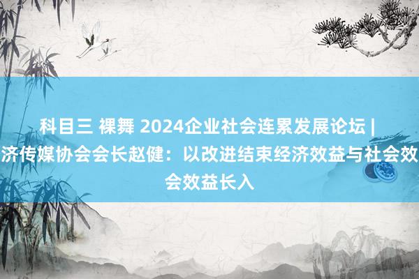 科目三 裸舞 2024企业社会连累发展论坛 | 中国经济传媒协会会长赵健：以改进结束经济效益与社会效益长入
