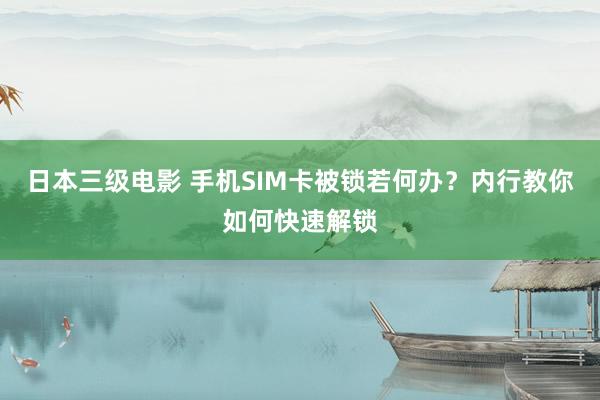 日本三级电影 手机SIM卡被锁若何办？内行教你如何快速解锁
