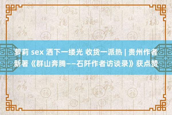 萝莉 sex 洒下一缕光 收货一派热 | 贵州作者新著《群山奔腾——石阡作者访谈录》获点赞