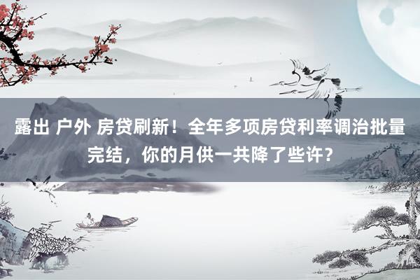 露出 户外 房贷刷新！全年多项房贷利率调治批量完结，你的月供一共降了些许？