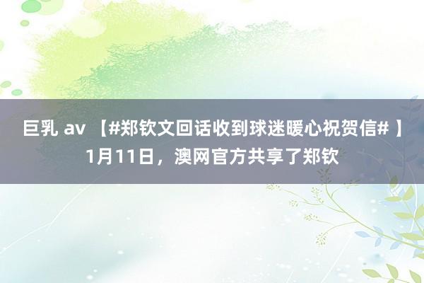 巨乳 av 【#郑钦文回话收到球迷暖心祝贺信# 】1月11日，澳网官方共享了郑钦