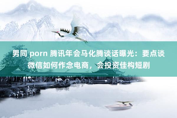男同 porn 腾讯年会马化腾谈话曝光：要点谈微信如何作念电商，会投资佳构短剧
