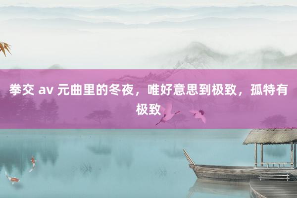 拳交 av 元曲里的冬夜，唯好意思到极致，孤特有极致