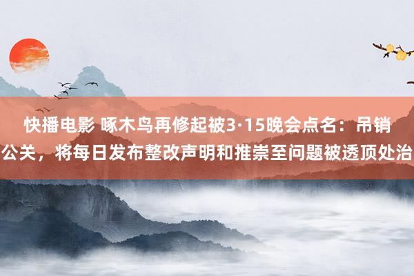 快播电影 啄木鸟再修起被3·15晚会点名：吊销公关，将每日发布整改声明和推崇至问题被透顶处治