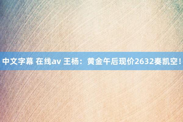 中文字幕 在线av 王杨：黄金午后现价2632奏凯空！