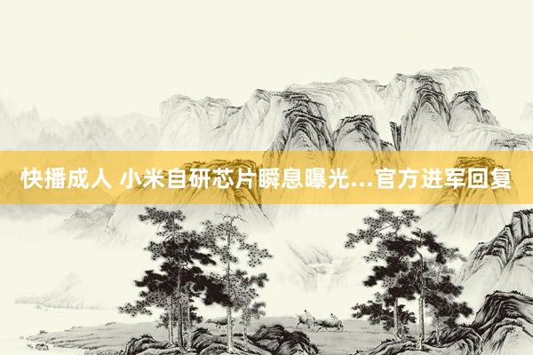 快播成人 小米自研芯片瞬息曝光...官方进军回复